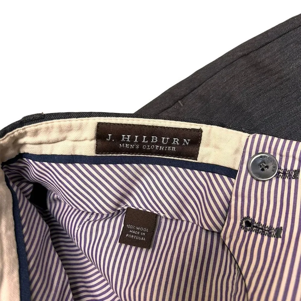 J‎ Hilburn Blazer Mens 43R 32x30 Gray Guabello Wool Coat Suit Set